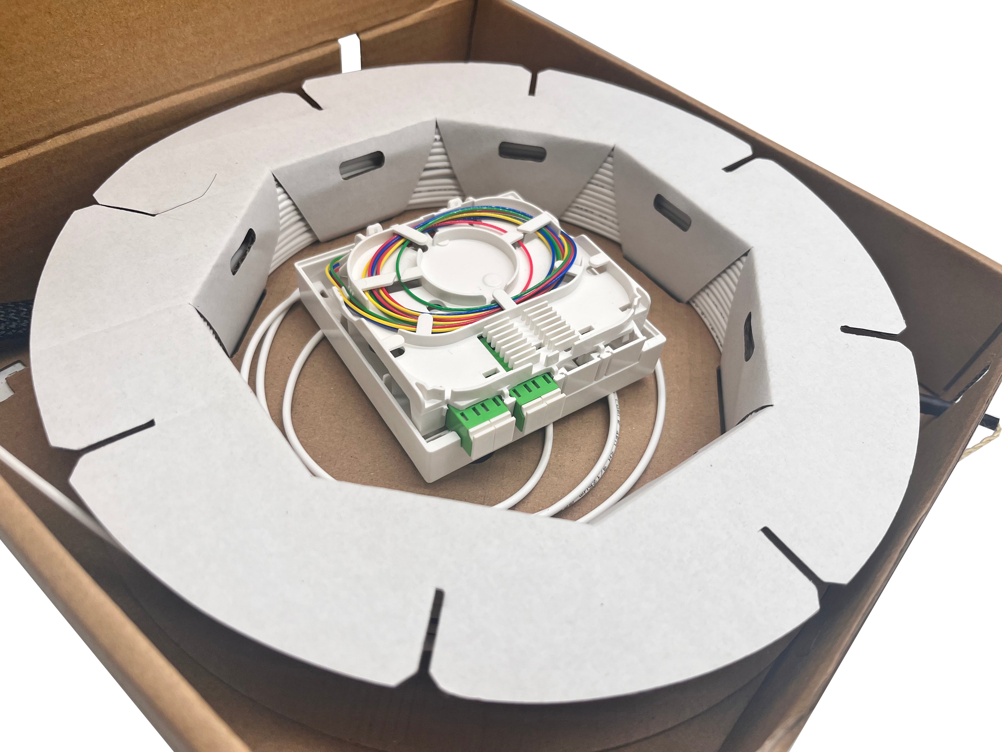 Helos FTTH-Anschlussset, beidseitig mit SC-APC-Steckern vorkonfektioniert, 50m Helos FTTH-Anschlussset, beidseitig mit SC-APC-Steckern vorkonfektioniert, 50m